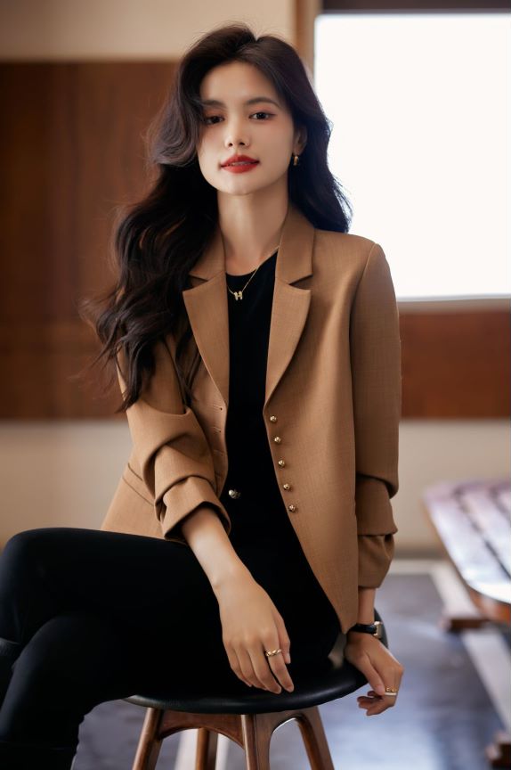 Linen Smart Casual Coat (Brown)