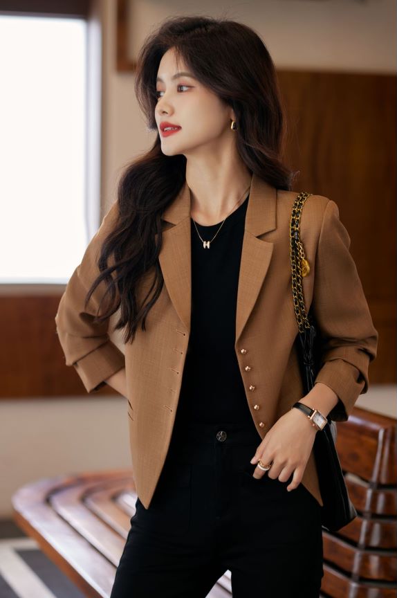 Linen Smart Casual Coat (Brown)