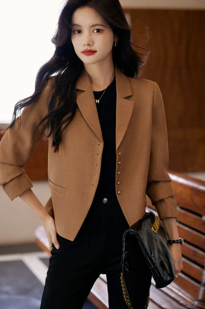 Linen Smart Casual Coat (Brown)