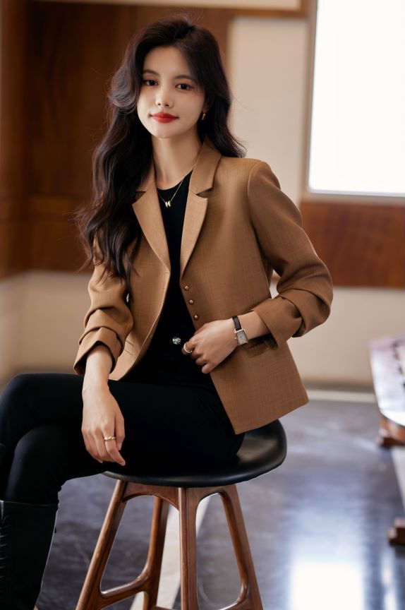 Linen Smart Casual Coat (Brown)