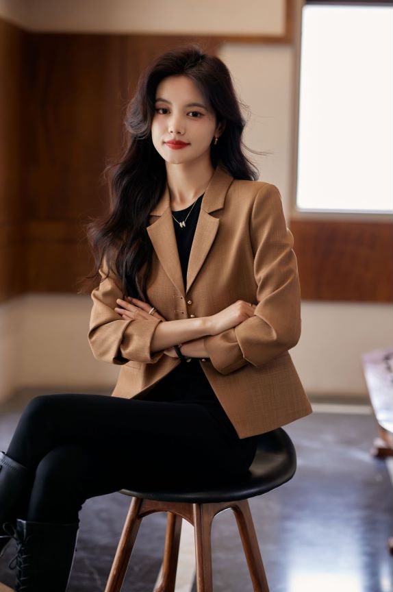 Linen Smart Casual Coat (Brown)