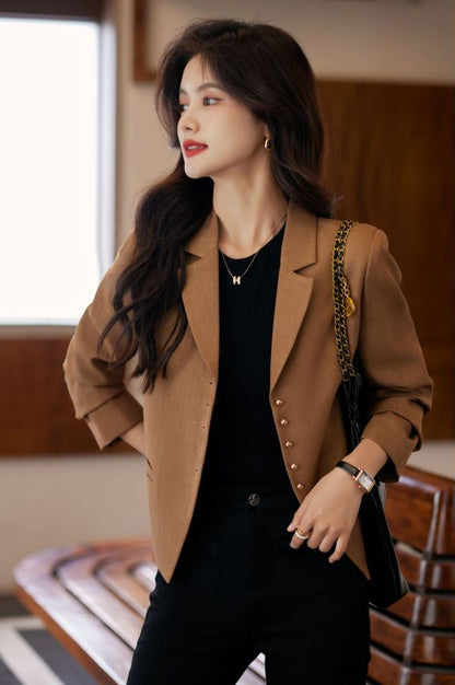 Linen Smart Casual Coat (Brown)