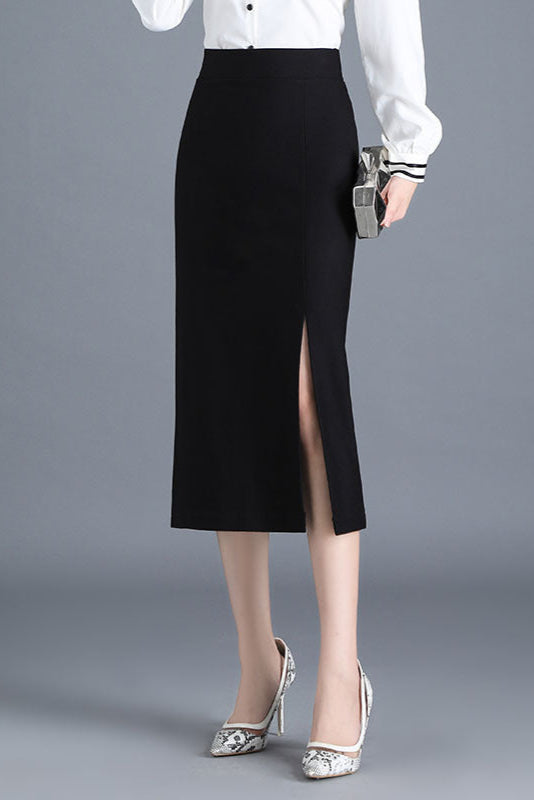 High Waisted OL Midi Skirt