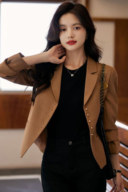 Linen Smart Casual Coat (Brown)