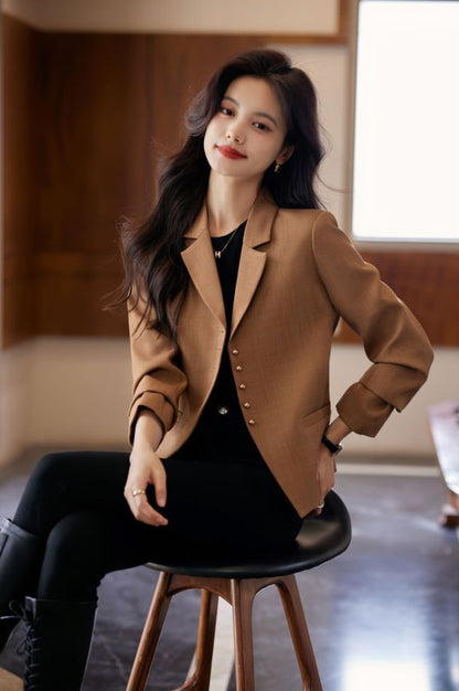 Linen Smart Casual Coat (Brown)